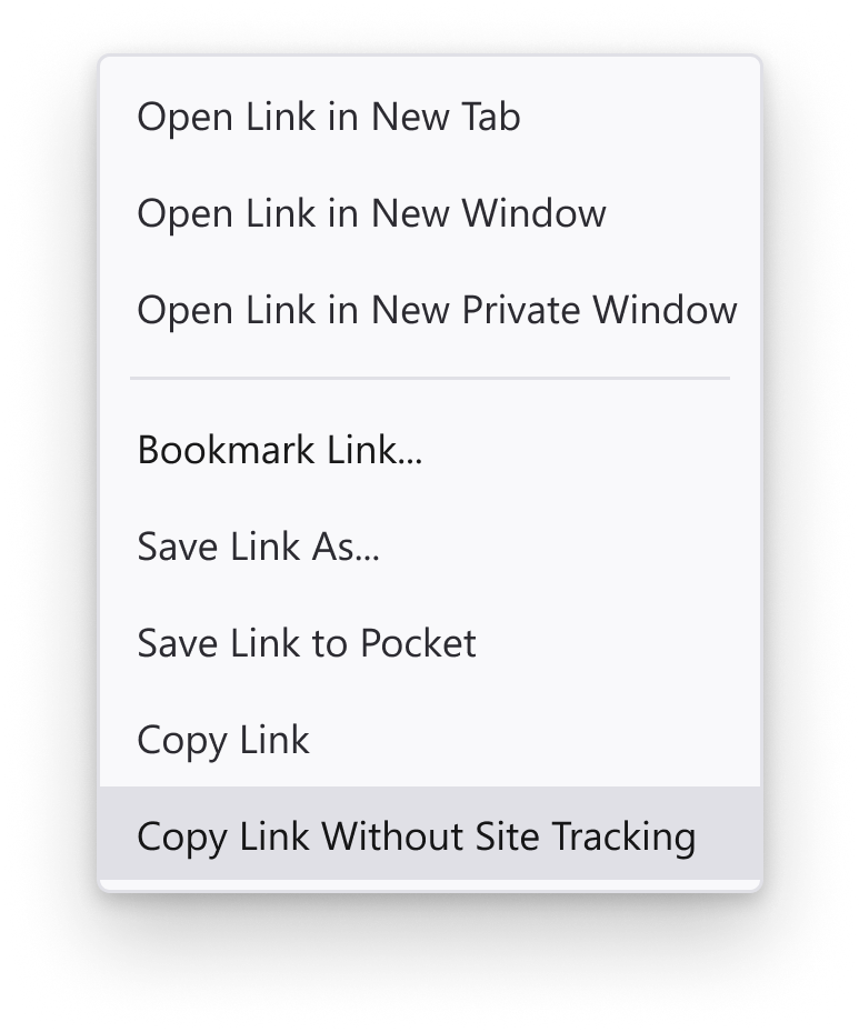 Firefox copy link without site tracking