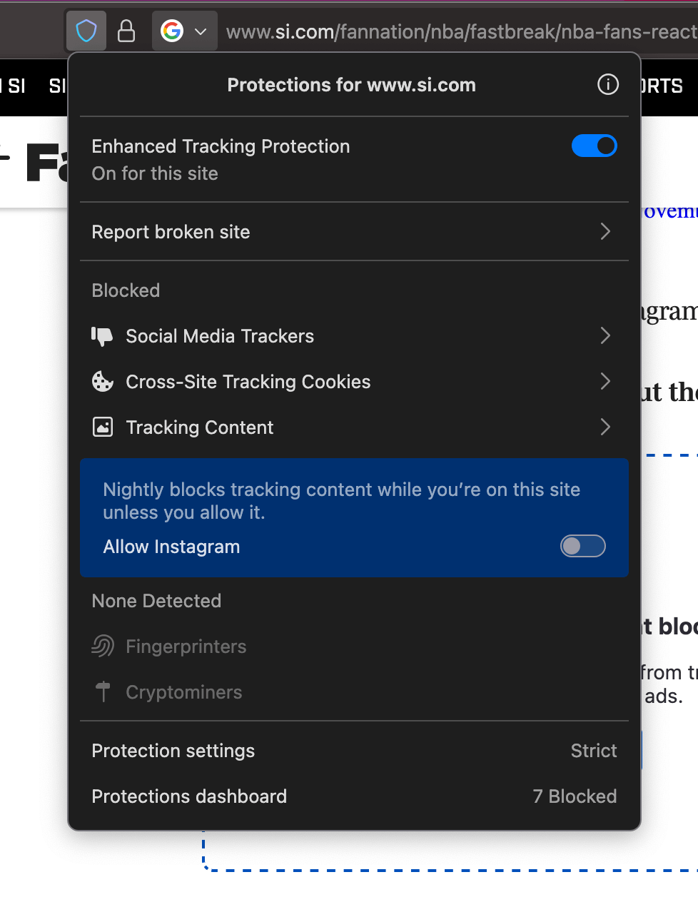 Shield menu with the new smartblock option