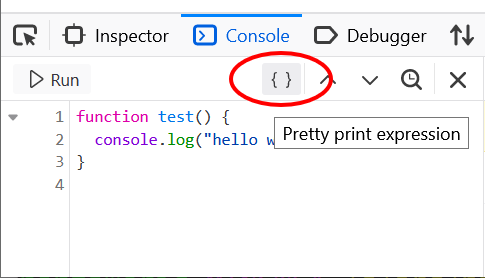 Console Editor Pretty Print Expression Screenshot